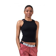 Sports Nebbia Labels 516 Damen Crop-Top - schwarz