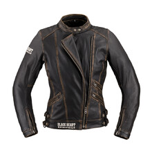W-TEC Damen Leder-Motorradjacke Black Heart Lizza - vintage braun