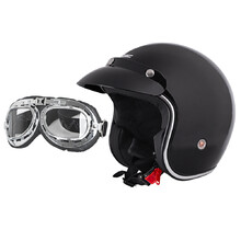 W-TEC YM-629 Motorradhelm mit Ageless Brille - schwarz glänzend