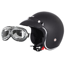 W-TEC YM-629 Motorradhelm mit Ageless Brille - mattschwarz