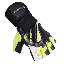 inSPORTline Perian Leder Fitness Handschuhe - schwarz-gelb