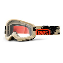 100% Strata 2 Motocross-Brille - Kombat beige-orange, klares Plexiglas
