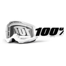 100% Strata 2 Motocross-Brille - Everest weiß-schwarzes, klares Plexiglas