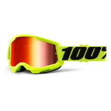 100% Strata 2 Mirror Motocross-Brille - gelb, verspiegeltes rot plexi