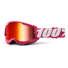 100% Strata 2 Mirror Motocross-Brille - Fletcher růžová, zrcadlové červené plexi