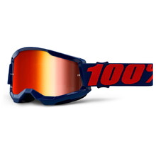 100% Strata 2 Mirror Motocross-Brille - Masego tmavě modrá-červená, zrcadlové červené plexi