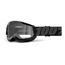 100% Strata 2 Youth Motocross-Schutzbrille für Kinder - schwarzes, klares Plexiglas