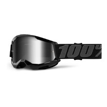 100% Strata 2 Youth Mirror Motocross-Schutzbrille für Kinder - schwarz, spiegelsilbernes plexi