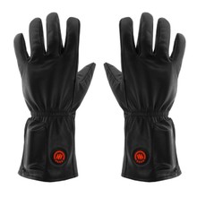Glovii GIB Beheitzte Motorrad- und Ski- Lederhandschuhe - schwarz