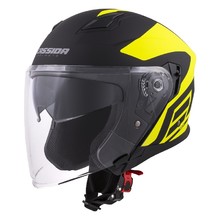 Cassida Jet Tech Corso Motorradhelm - schwarz matt/gelb hi-vis