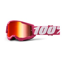 100% Strata 2 Youth Mirror Motocross-Schutzbrille für Kinder - Fletcher rosa, verspiegeltes rotes plexi