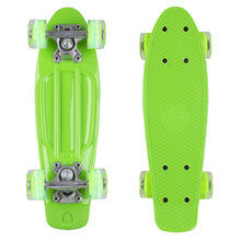 Das Mini-Pennyboard WORKER Pico 17" mit den leuchtenden Rädern - grünes Brett, grüne Rollen