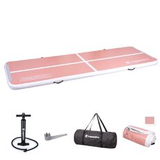 Airtrack inSPORTline Airstunt 400x100x10 cm korallenrosa mit Handpumpe