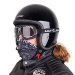 W-TEC Badachos Chopper Helm mit Atavist Schutzbrille - schwarz glänzend