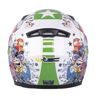 W-TEC FS-815G Tagger Green Kinderintegralhelm - weiss-grün mit Graphik