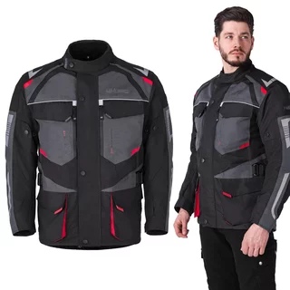 W-TEC Burdys Evo Herren-Motorradjacke - schwarz-grau-rot