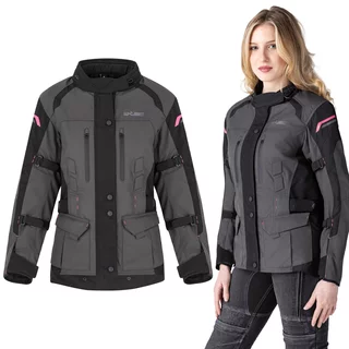 W-TEC Barbata Damen-Motorradjacke - Schwarz-Grau-Rosa