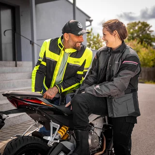 W-TEC Barbata Damen-Motorradjacke - černo-šedo-růžová