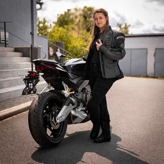 W-TEC Barbata Damen-Motorradjacke - černo-šedo-růžová