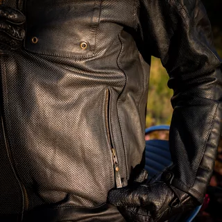 W-TEC Gradac Sommer-Motojacke aus Leder - schwarz