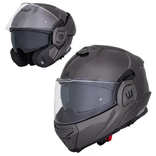 W-TEC Zoroz P/J klappbarer Motorradhelm - Metallic Grey