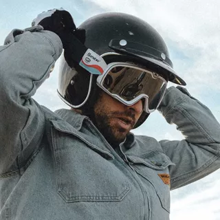 Motocrossbrille 100% Barstow Lucien, silbernes Plexiglas