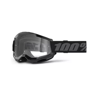 Motocrossbrille 100% Strata 2 Neu - Orange, čiré plexi - Black, čiré plexi