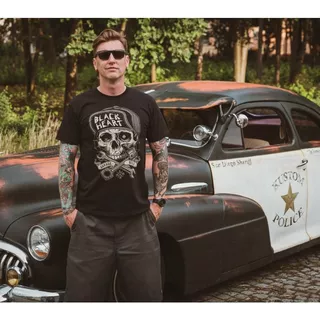 T-shirt BLACK HEART Garage gebaut - schwarz