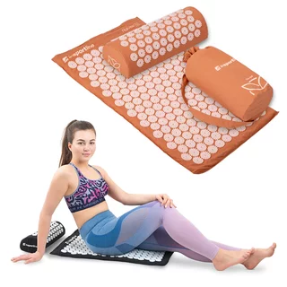 Akupressurmatte und Kissen inSPORTline Alavea II - mocha mousse-růžová