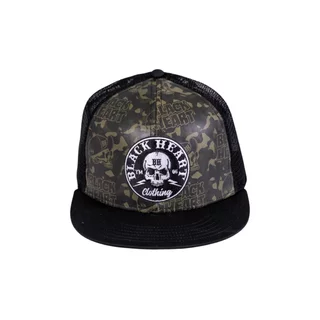 Mütze BLACK HEART Bastard Skull Trucker - khaki-schwarz
