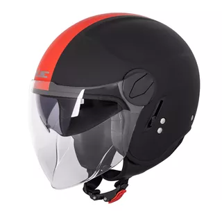 W-TEC Vernante Motorroller Helm - Glossy White - Black Matt-Corsa Red