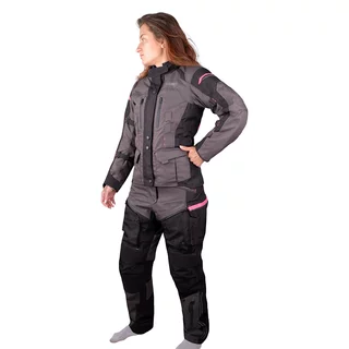 W-TEC Barbata Damen-Motorradjacke - černo-šedo-růžová