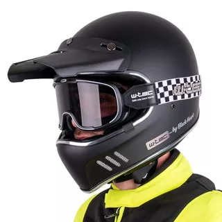 W-TEC Black Heart Retron Motorradhelm mit Chesster Goggles