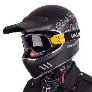 W-TEC Black Heart Retron Motorradhelm mit Dalhart Schutzbrille - Angerwheel Black