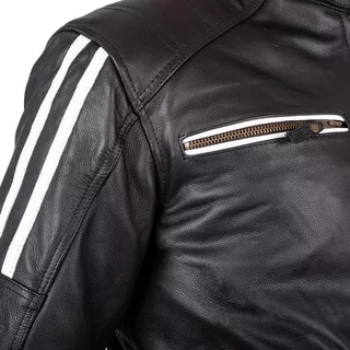 W-TEC Helsin Leder Motorradjacke - schwarz-weiß