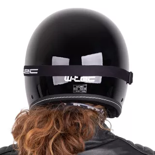 W-TEC Badachos Chopper Helm mit Atavist Schutzbrille - schwarz glänzend