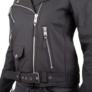 W-TEC Brinea Damen Motorrad Lederjacke - mattschwarz