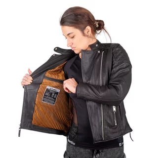 W-TEC Mantura Damen Lederjacke - dunkelbraun