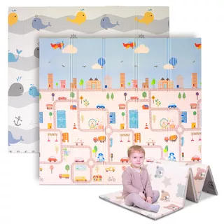 Faltbare Kindermatte inSPORTline Michlino 180x200x1,2 cm - Město/Velryby