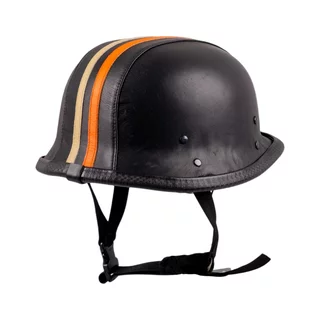 Retro offener Motorradhelm Sodager Stripes - černá s oranžovým a béžovým pruhem
