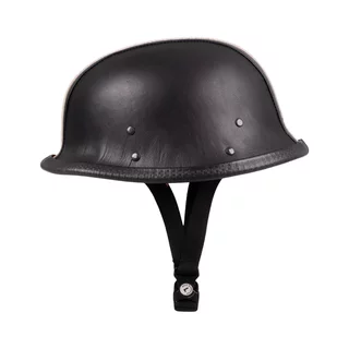 Retro offener Motorradhelm Sodager Stripes - černá s oranžovým a béžovým pruhem