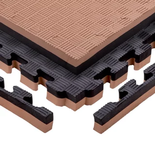 Puzzle-Tatami-Matte inSPORTline Malmeida 100x100x4 cm - mocha mousse-černá, vzor 5 proužků