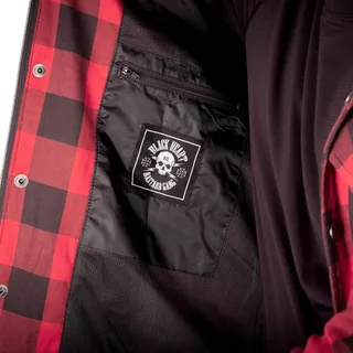 W-TEC Black Heart Rattlesneak Motorradhemd - zeleno-černá kostkovaná