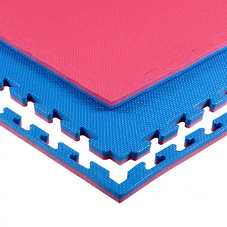 inSPORTline Sazegul 100x100x2 cm Puzzle Tatami-Matte - červeno-modrá, křížový vzor