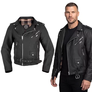 W-TEC Brineo Herren Lederjacke - mattschwarz