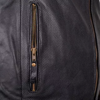 W-TEC Gradac Sommer-Motojacke aus Leder - schwarz