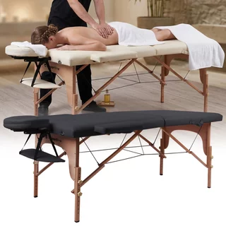 Massageliege inSPORTline Orashi 186x60x62,5-85,5 cm 2-teilig aus Holz - schwarz