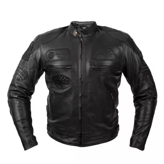 Herren Leder Motorradjacke W-TEC Urban Noir - schwarz - schwarz