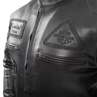 Herren Leder Motorradjacke W-TEC Urban Noir - schwarz