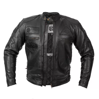 Herren Leder Motorradjacke W-TEC Urban Noir - schwarz